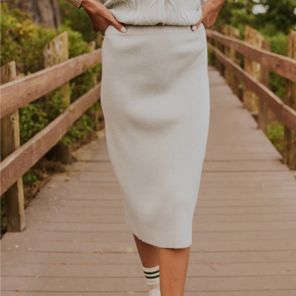 ROOLEE Stay Stay Stay Knit Skirt - LightGray / S